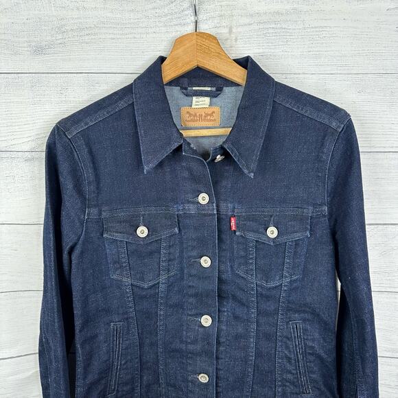 Levis Womens size Medium Retro Style Red Label Denim Jean Jacket Cowgirl Country - Picture 3 of 11